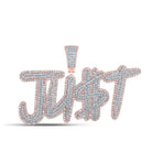 10kt Two - tone Gold Men's Round Diamond JU$T Charm Pendant - A Dazzling Statement Piece - Splendid Jewellery