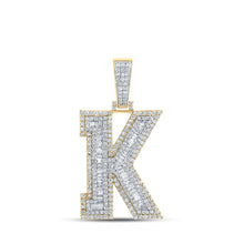 Load image into Gallery viewer, 10kt Two - tone Gold Mens Round Diamond K Initial Letter Charm Pendant 1 - 7/8 Cttw - Splendid Jewellery