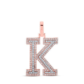 10kt Two - tone Gold Mens Round Diamond K Initial Letter Pendant 1/2 Cttw - Splendid Jewellery