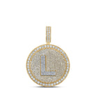 10kt Two - tone Gold Men's Round Diamond L Circle Letter Charm Pendant - 4 Cttw - Splendid Jewellery