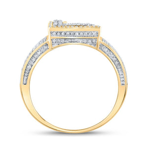 10kt Two - tone Gold Mens Round Diamond L Initial Letter Ring 1 - 1/5 Cttw - Splendid Jewellery