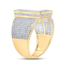 Load image into Gallery viewer, 10kt Two - tone Gold Mens Round Diamond L Initial Letter Ring 1 - 1/5 Cttw - Splendid Jewellery