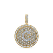 Load image into Gallery viewer, 10kt Two - tone Gold Men's Round Diamond Letter C Circle Charm Pendant - 3 - 3/4 Cttw - Splendid Jewellery