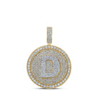 10kt Two - tone Gold Men's Round Diamond Letter D Circle Charm Pendant - 3 - 7/8 Cttw | Splendid Jewellery - Splendid Jewellery