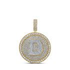 10kt Two - tone Gold Men's Round Diamond Letter D Circle Charm Pendant - 3 - 7/8 Cttw | Splendid Jewellery - Splendid Jewellery