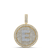 Load image into Gallery viewer, 10kt Two - tone Gold Men's Round Diamond Letter E Circle Charm Pendant - 4 Cttw | Splendid Jewellery - Splendid Jewellery