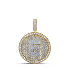10kt Two - tone Gold Men's Round Diamond Letter E Circle Charm Pendant - 4 Cttw | Splendid Jewellery - Splendid Jewellery