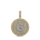 10kt Two - tone Gold Men's Round Diamond Letter G Circle Charm Pendant - 3 - 3/4 Cttw - Splendid Jewellery