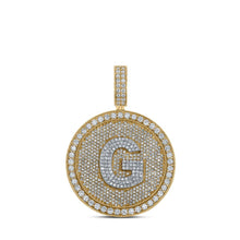 Load image into Gallery viewer, 10kt Two - tone Gold Men's Round Diamond Letter G Circle Charm Pendant - 3 - 3/4 Cttw - Splendid Jewellery