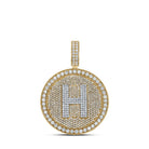 10kt Two - tone Gold Men's Round Diamond Letter H Circle Charm Pendant - 3 - 3/4 Cttw | Splendid Jewellery - Splendid Jewellery