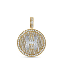 Load image into Gallery viewer, 10kt Two - tone Gold Men's Round Diamond Letter H Circle Charm Pendant - 3 - 3/4 Cttw | Splendid Jewellery - Splendid Jewellery