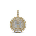 10kt Two - tone Gold Men's Round Diamond Letter H Circle Charm Pendant - 3 - 3/4 Cttw | Splendid Jewellery - Splendid Jewellery