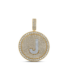 Load image into Gallery viewer, 10kt Two - tone Gold Men's Round Diamond Letter J Circle Charm Pendant - 3 - 7/8 Cttw - Splendid Jewellery