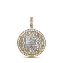 Load image into Gallery viewer, 10kt Two - tone Gold Men's Round Diamond Letter K Circle Charm Pendant - 3 - 3/4 Cttw - Splendid Jewellery