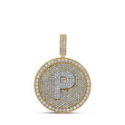 10kt Two - tone Gold Men's Round Diamond Letter P Circle Charm Pendant - 4 Cttw - Splendid Jewellery