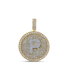Load image into Gallery viewer, 10kt Two - tone Gold Men's Round Diamond Letter P Circle Charm Pendant - 4 Cttw - Splendid Jewellery