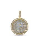 10kt Two - tone Gold Men's Round Diamond Letter P Circle Charm Pendant - 4 Cttw - Splendid Jewellery