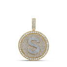 10kt Two - tone Gold Mens Round Diamond Letter S Circle Charm Pendant - 3 - 3/4 Cttw | Splendid Jewellery - Splendid Jewellery
