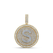 Load image into Gallery viewer, 10kt Two - tone Gold Mens Round Diamond Letter S Circle Charm Pendant - 3 - 3/4 Cttw | Splendid Jewellery - Splendid Jewellery