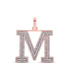 Load image into Gallery viewer, 10kt Two - tone Gold Men's Round Diamond M Initial Letter Pendant 3/4 Cttw - A Dazzling Statement Piece by Splendid Jewellery - Splendid Jewellery