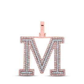 10kt Two - tone Gold Men's Round Diamond M Initial Letter Pendant 3/4 Cttw - A Dazzling Statement Piece by Splendid Jewellery - Splendid Jewellery