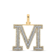 Load image into Gallery viewer, 10kt Two - tone Gold Mens Round Diamond M Initial Letter Pendant 3/4 Cttw | Splendid Jewellery - Splendid Jewellery