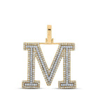 10kt Two - tone Gold Mens Round Diamond M Initial Letter Pendant 3/4 Cttw | Splendid Jewellery - Splendid Jewellery