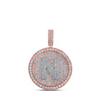 10kt Two - tone Gold Men's Round Diamond N Initial Letter Charm Pendant - 3 - 7/8 Cttw - Splendid Jewellery