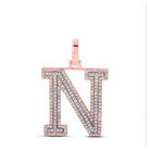 10kt Two - tone Gold Men's Round Diamond N Initial Letter Pendant 1/2 Cttw - Splendid Jewellery