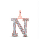 10kt Two - tone Gold Men's Round Diamond N Initial Letter Pendant 1/2 Cttw - Splendid Jewellery