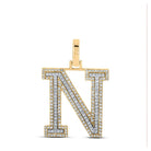 10kt Two - tone Gold Mens Round Diamond N Initial Letter Pendant 1/2 Cttw | Splendid Jewellery - The Dazzling Diamond Initial Pendant in Two - tone Gold - Splendid Jewellery