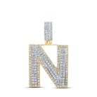 10kt Two - tone Gold Men's Round Diamond N Initial Letter Pendant - 5/8 Cttw | Splendid Jewellery - Splendid Jewellery