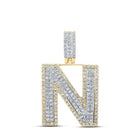 10kt Two - tone Gold Men's Round Diamond N Initial Letter Pendant - 5/8 Cttw | Splendid Jewellery - Splendid Jewellery