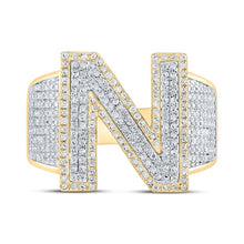 Load image into Gallery viewer, 10kt Two - tone Gold Men's Round Diamond N Initial Letter Ring 1 - 1/5 Cttw | Splendid Jewellery - Splendid Jewellery
