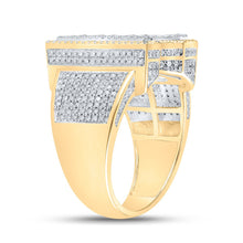 Load image into Gallery viewer, 10kt Two-tone Gold Men&#39;s Round Diamond N Initial Letter Ring 1-1/5 Cttw | Splendid Jewellery - Alternate view 3 from Splendid Jewellery