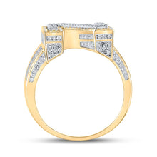 Load image into Gallery viewer, 10kt Two-tone Gold Men&#39;s Round Diamond N Initial Letter Ring 1-1/5 Cttw | Splendid Jewellery - Alternate view 2 from Splendid Jewellery