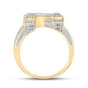 10kt Two - tone Gold Men's Round Diamond N Initial Letter Ring 1 - 1/5 Cttw | Splendid Jewellery - Splendid Jewellery