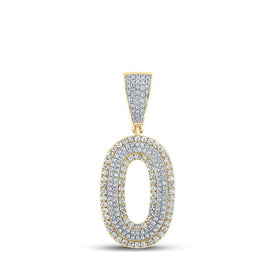 10kt Two - tone Gold Men's Round Diamond Number 0 Charm Pendant 3/4 Cttw | Striking Diamond Charm Pendant for Men | Splendid Jewellery - Splendid Jewellery
