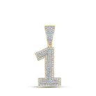 10kt Two - tone Gold Men's Round Diamond Number 1 Charm Pendant - 5/8 Cttw | Splendid Jewellery - Splendid Jewellery