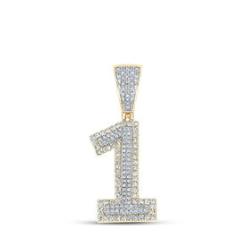 10kt Two - tone Gold Men's Round Diamond Number 1 Charm Pendant - 5/8 Cttw | Splendid Jewellery - Splendid Jewellery