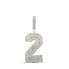 10kt Two - tone Gold Men's Round Diamond Number 2 Charm Pendant - 1 - 1/3 Cttw - Splendid Jewellery