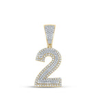 10kt Two - tone Gold Men's Round Diamond Number 2 Charm Pendant - 3/4 Cttw | Splendid Jewellery - Splendid Jewellery
