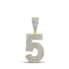 10kt Two - tone Gold Men's Round Diamond Number 5 Charm Pendant 3/4 Cttw - Dazzling Masculine Elegance - Splendid Jewellery