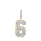 10kt Two - tone Gold Men's Round Diamond Number 6 Charm Pendant 1 - 3/8 Cttw | Splendid Jewellery - Splendid Jewellery