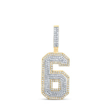Load image into Gallery viewer, 10kt Two - tone Gold Men's Round Diamond Number 6 Charm Pendant 1 - 3/8 Cttw | Splendid Jewellery - Splendid Jewellery