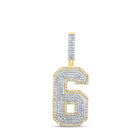 10kt Two - tone Gold Men's Round Diamond Number 6 Charm Pendant 1 - 3/8 Cttw | Splendid Jewellery - Splendid Jewellery