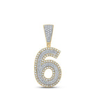10kt Two - tone Gold Men's Round Diamond Number 6 Charm Pendant - 3/4 Cttw - Splendid Jewellery