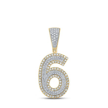 Load image into Gallery viewer, 10kt Two - tone Gold Men's Round Diamond Number 6 Charm Pendant - 3/4 Cttw - Splendid Jewellery