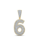 10kt Two - tone Gold Men's Round Diamond Number 6 Charm Pendant - 3/4 Cttw - Splendid Jewellery