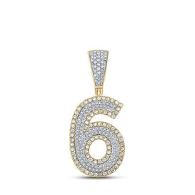 10kt Two - tone Gold Men's Round Diamond Number 6 Charm Pendant - 3/4 Cttw - Splendid Jewellery